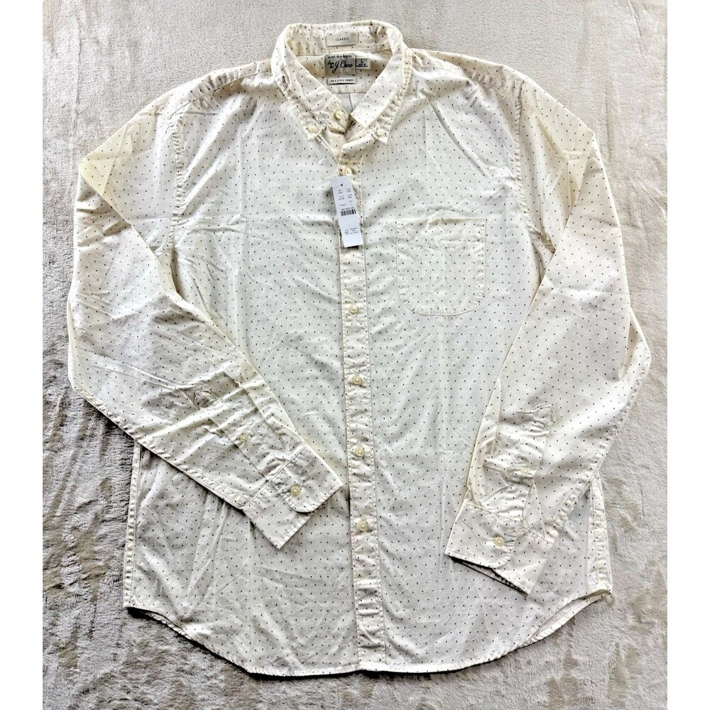 J Crew 100's 2 Ply Yarns Shirt New Tags Secret Wash Cream Classic Men's L